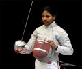 Back from Italy in nick of time, fencer Bhavani practices with kitbag