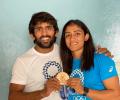 Bajrang Punia, Sangeeta Phogat and their Bronze medal