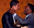 Pele reacts as Ronaldo breaks his goal record