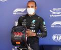 F1: Hamilton celebrates his 100th pole in Spain