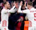 Eriksen scores on Parken return after Euro heart attack