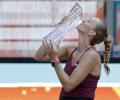 Kvitova upsets Rybakina to win first Miami Open crown