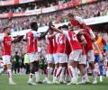 EPL PIX: Arsenal stun United; Liverpool ease past Villa