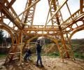 PIX: Two friends build Eiffel Tower from recycled wood