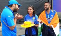 Hit in stands by Rohit six, fan gets autographed hat