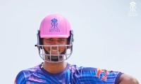 Rajasthan Royals train in pink and blue