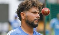 Kuldeep bowls in the nets at NCA