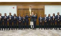 PIX: PM Modi meets triumphant blind women's cricket team