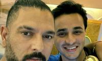 Abhishek Celebrates With Mentor Yuvraj