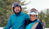 Desi couple goes skiing in sari, lungi