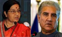 Swaraj, Qureshi exchange pleasantries at SCO meeting