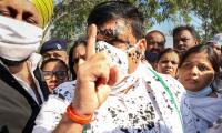 Ink thrown at AAP MP Sanjay Singh in Hathras