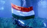 A Tiranga Hoisted Underwater!