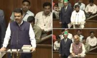 Fadnavis, Shinde take oath again as MVA protests