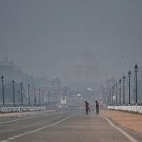 Thick smog covered Rajpath this morning. Pic: ANI