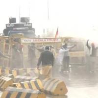 Water cannons being used on protesting farmers in Haryana