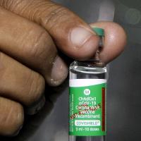 A vial of the Covishield vaccine