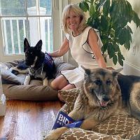 Jill Biden with the two 'first doggos'