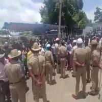 Police at the spot after communal clash/ANI
