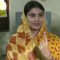 BJP's Rivaba Jadeja casts her vote in Rajkot