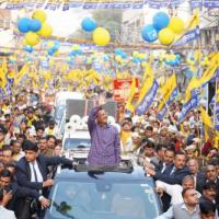 Arvind Kejriwal campaigning for the MCD polls last month