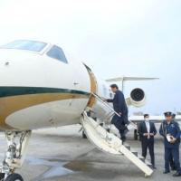 Imran Khan boards a plane to Moscow yesterday