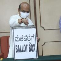 K'taka CM Basavaraj Bommai casts his vote