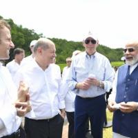 Narendra Modi with heads of state of France, Netherlands, US