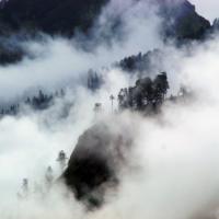 Mist, clouds over the hills in Kullu