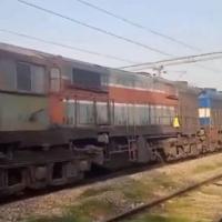 The goods train after coming to a stop at Unchi Bassi railway station in Punjab/ ANI on X