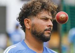 Kuldeep bowls in the nets at NCA