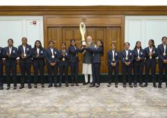 PIX: PM Modi meets triumphant blind women's cricket team