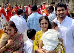 Rajinikanth's Daughters Visit Tirumala Temple