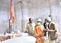Yogi Inspects Ram Temple Construction