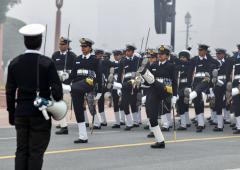 Navy Personnel Rehearse For R-Day Parade