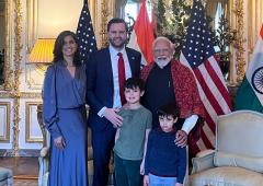 PIX: Modi meets J D Vance, Usha and their sons in Paris