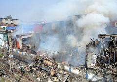 Fire at Mumbai's Dharavi disrupts local train services