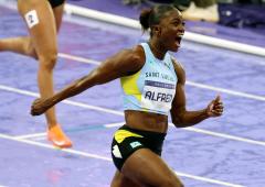 PIX: St Lucia's Alfred storms to women's 100m gold