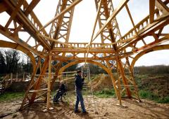 PIX: Two friends build Eiffel Tower from recycled wood