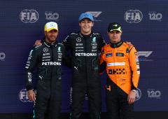 F1: Russell takes pole in British 1-2-3 at Silverstone