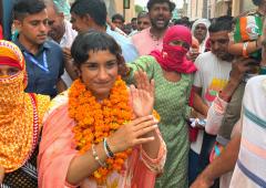 Thumping win for Vinesh Phogat in political debut