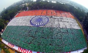 India sets new world record for largest human flag