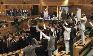 Chaos reigns in J-K House, BJP MLAs marshalled out