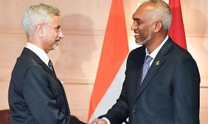 Maldives Prez Muizzu reaches India, meets Jaishankar