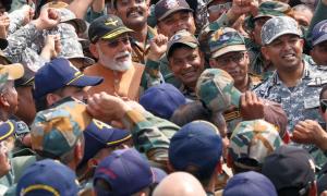 PIX: Modi visits Adampur air base, meets soldiers