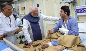 Modi Visits Blast Victims In Hospital