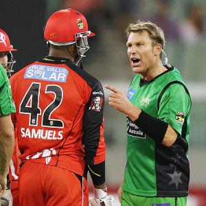 PIX: Warne banned after bust-up with Samuels in Big Bash