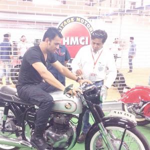 In Pix: Dhoni, the biker creates a stir at Buddh Circuit