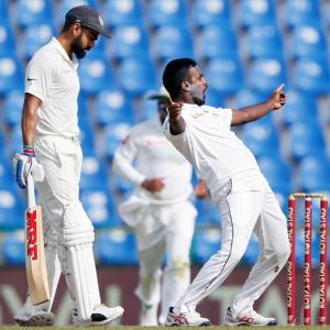 PHOTOS: Dhawan hits ton before Sri Lanka strike back