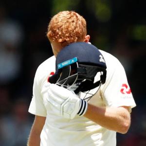 Bairstow celebrates Ashes ton with helmet head-butt